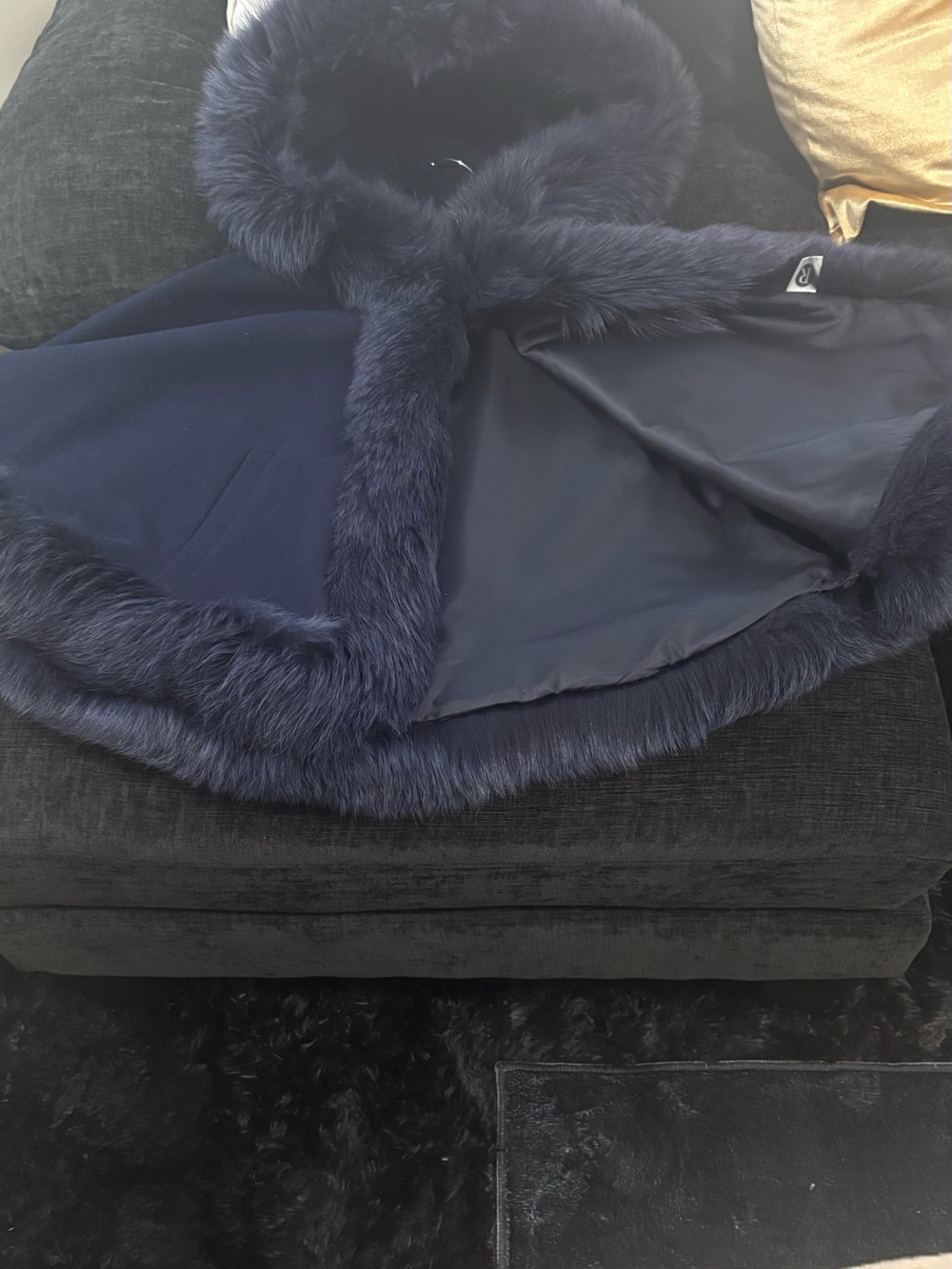 Women's Navy Blue Authentic Real Fox Fur - Picture 2 of 5
